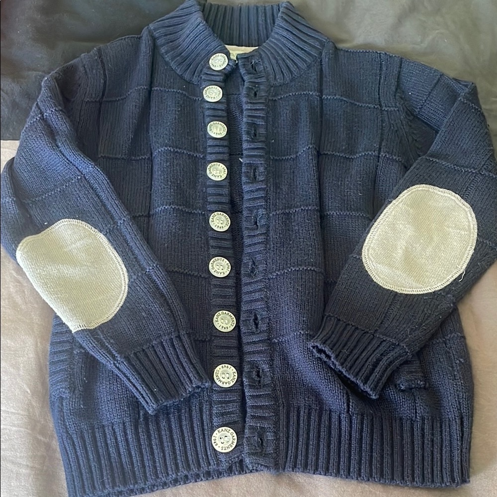 Kids Navy Cardigan with Cream Elbow Patches